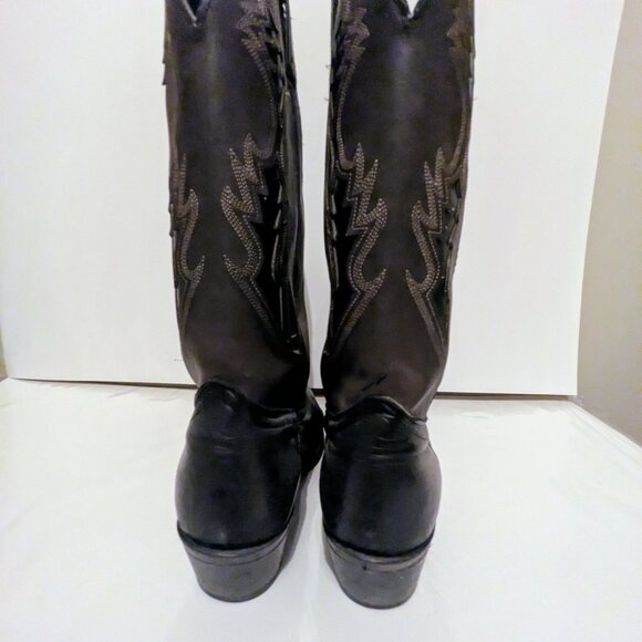 Laredo Black Leather Cowboy Boots Mens 9.5 Classic Western Rodeo Work Boots